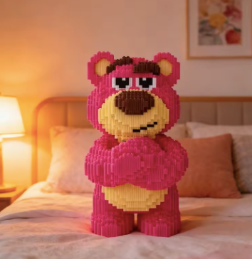 "Lotzo" Strawberry Bear Micro Building Blocks Set – 7340PCS Large Figure Model